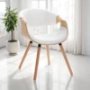 Visby 2 Wood Sedia legno multistrato curvato tinto finitura Rovere pelle sintetica Bianca h72 l53 p59