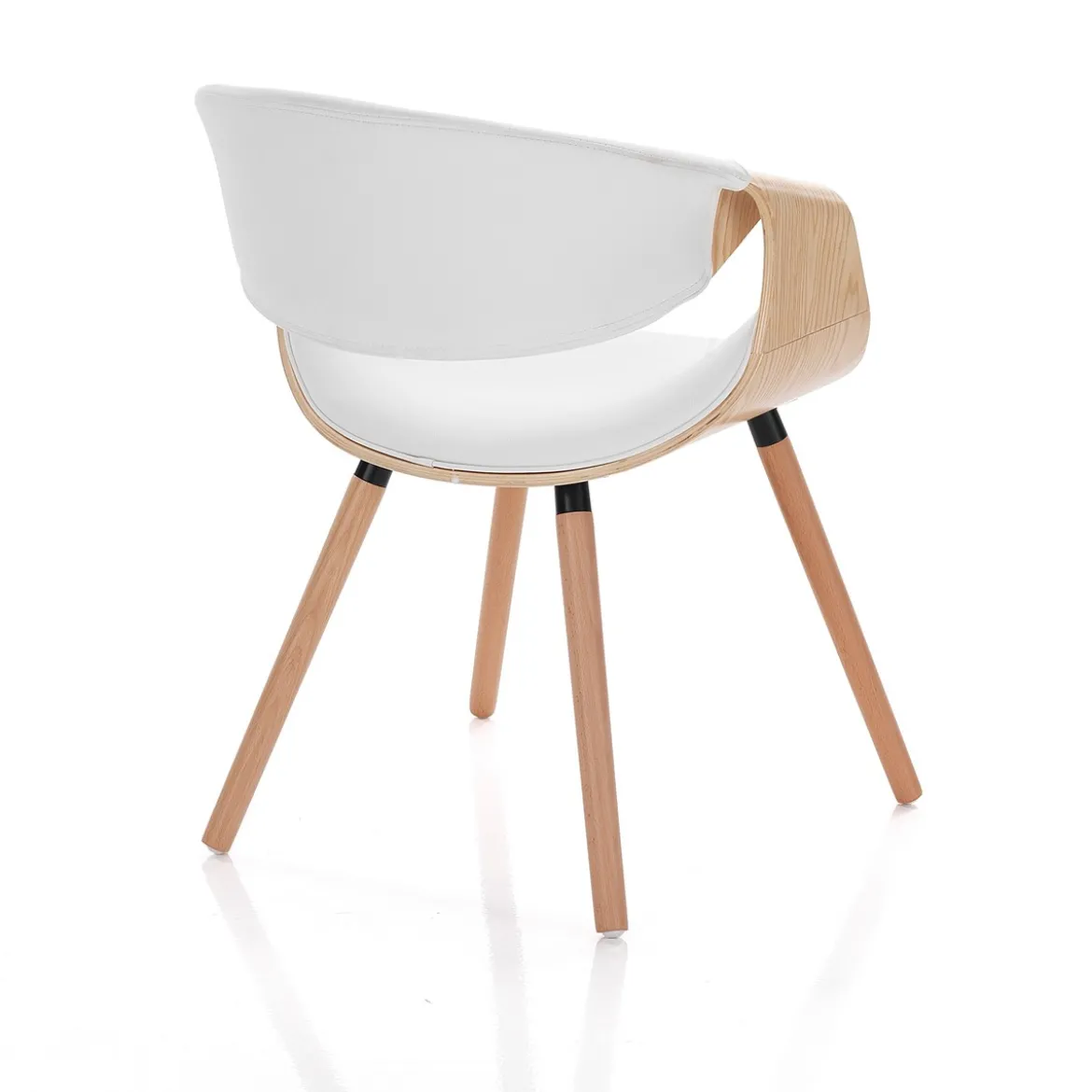 Visby 2 Wood Sedia legno multistrato curvato tinto finitura Rovere pelle sintetica Bianca h72 l53 p59