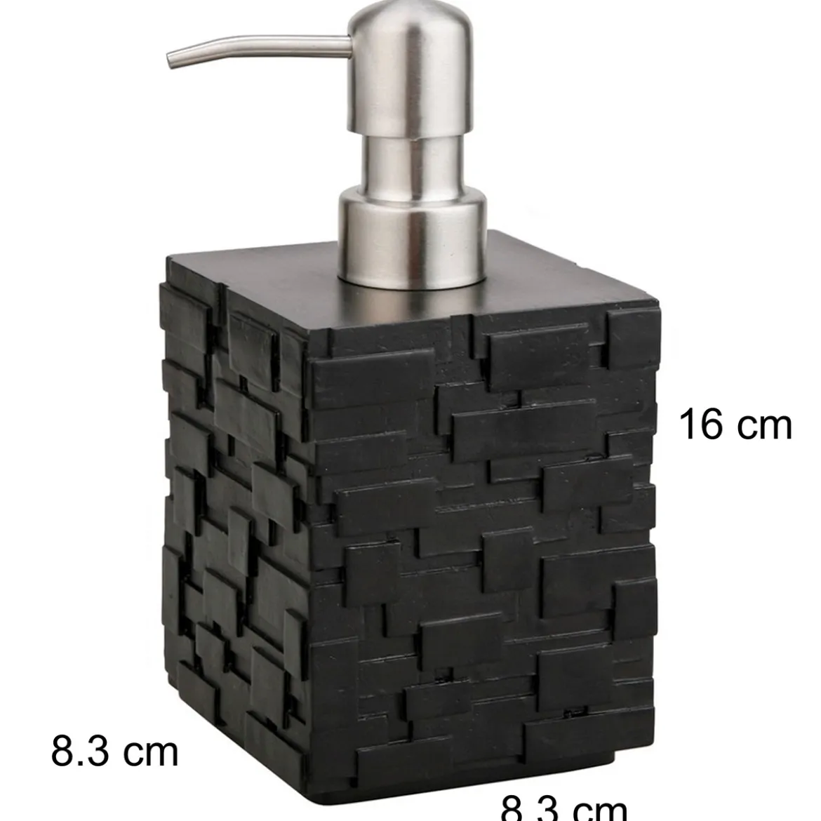Wall black dispenser portasapone in poliresina nera 8.3x8.3 h10.6/16 cm
