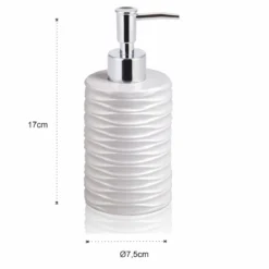 Wave dispenser portasapone poliresina bianca opaca d7.5 h17 cm