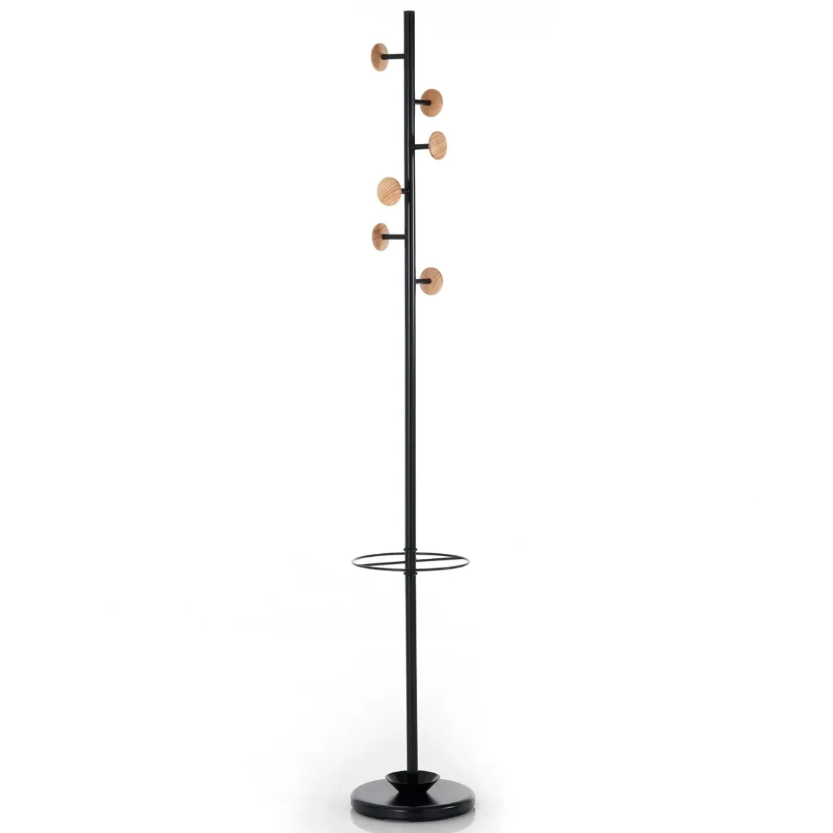 Wells-b appendiabiti / portaombrelli in acciaio nero opaco d28xh180 cm