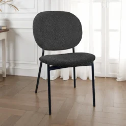 Werza Antracite sedia Imbottita tessuto antracite effetto melange struttura metallo nero opaco impilabile h81 l47 p58