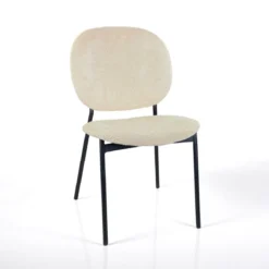 Werza Beige sedia Imbottita tessuto beige effetto melange struttura metallo nero opaco impilabile h81 l47 p58
