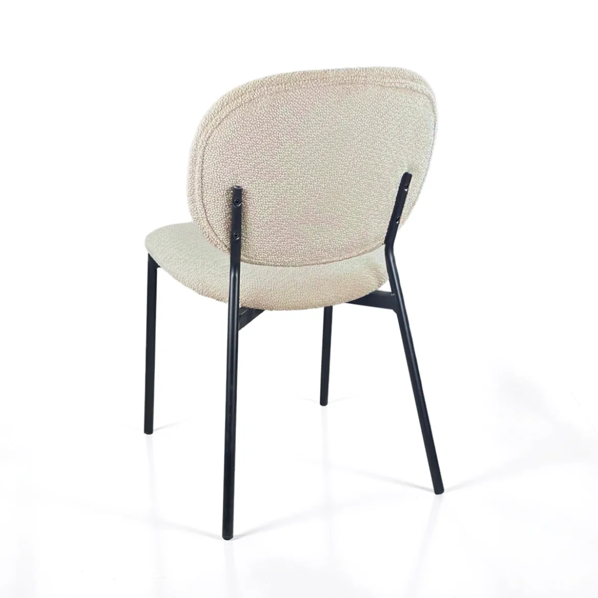 Werza Beige sedia Imbottita tessuto beige effetto melange struttura metallo nero opaco impilabile h81 l47 p58