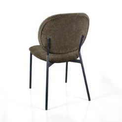 Werza Brown sedia Imbottita tessuto marrone effetto melange struttura metallo nero opaco impilabile h81 l47 p58