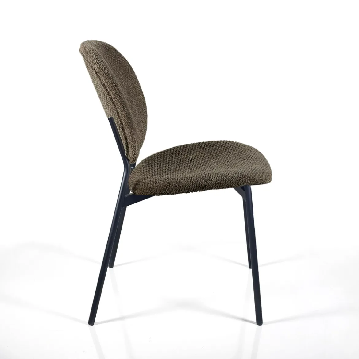 Werza Brown sedia Imbottita tessuto marrone effetto melange struttura metallo nero opaco impilabile h81 l47 p58