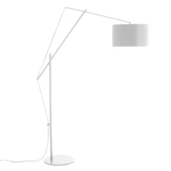 White gear lampada da terra fusto metallo bianco opaco paralume tessuto bianco h210 p50 l160