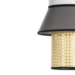 Wien a lampadario rivestito in tessuto colorato grigio bianco e paglia di vienna cn cavo regolabile d27 h43 cm
