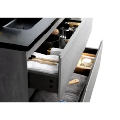 Willy black cement bagno 90 finitura grigio cemento 2 cestoni e lavello nero 90x47.5xh52 cm