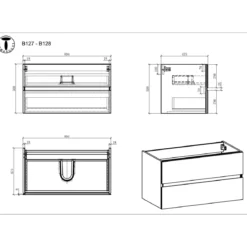 Willy black cement bagno 90 finitura grigio cemento 2 cestoni e lavello nero 90x47.5xh52 cm