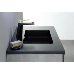 Willy black cement bagno 90 finitura grigio cemento 2 cestoni e lavello nero 90x47.5xh52 cm