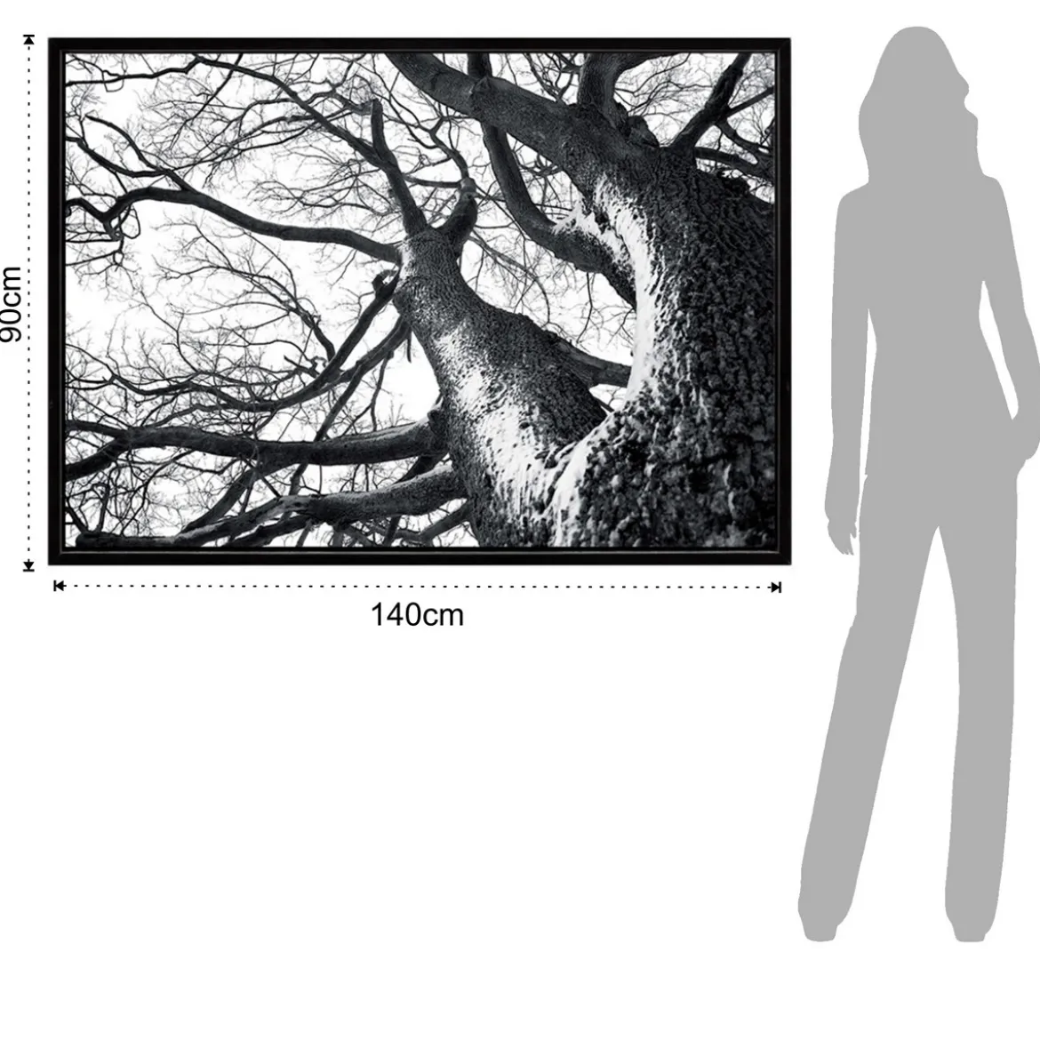 Winter tree quadro stampa su tela h90 l140 p3 cm