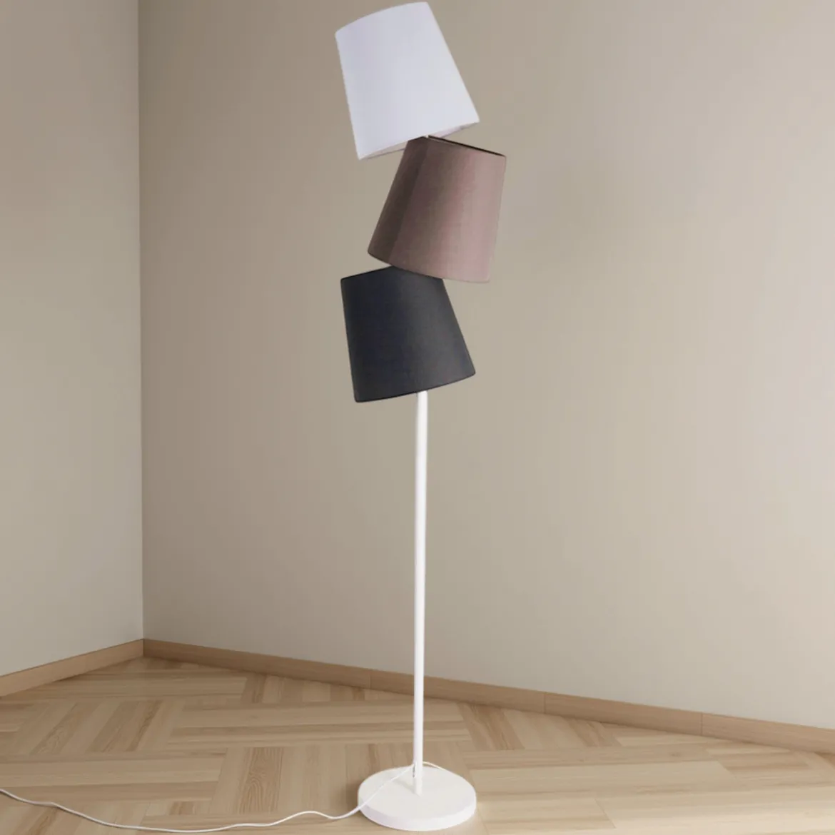 Wry colours lampada da terra marrone in metallo avorio con paralume in stoffa colorata 33x25 h162 cm