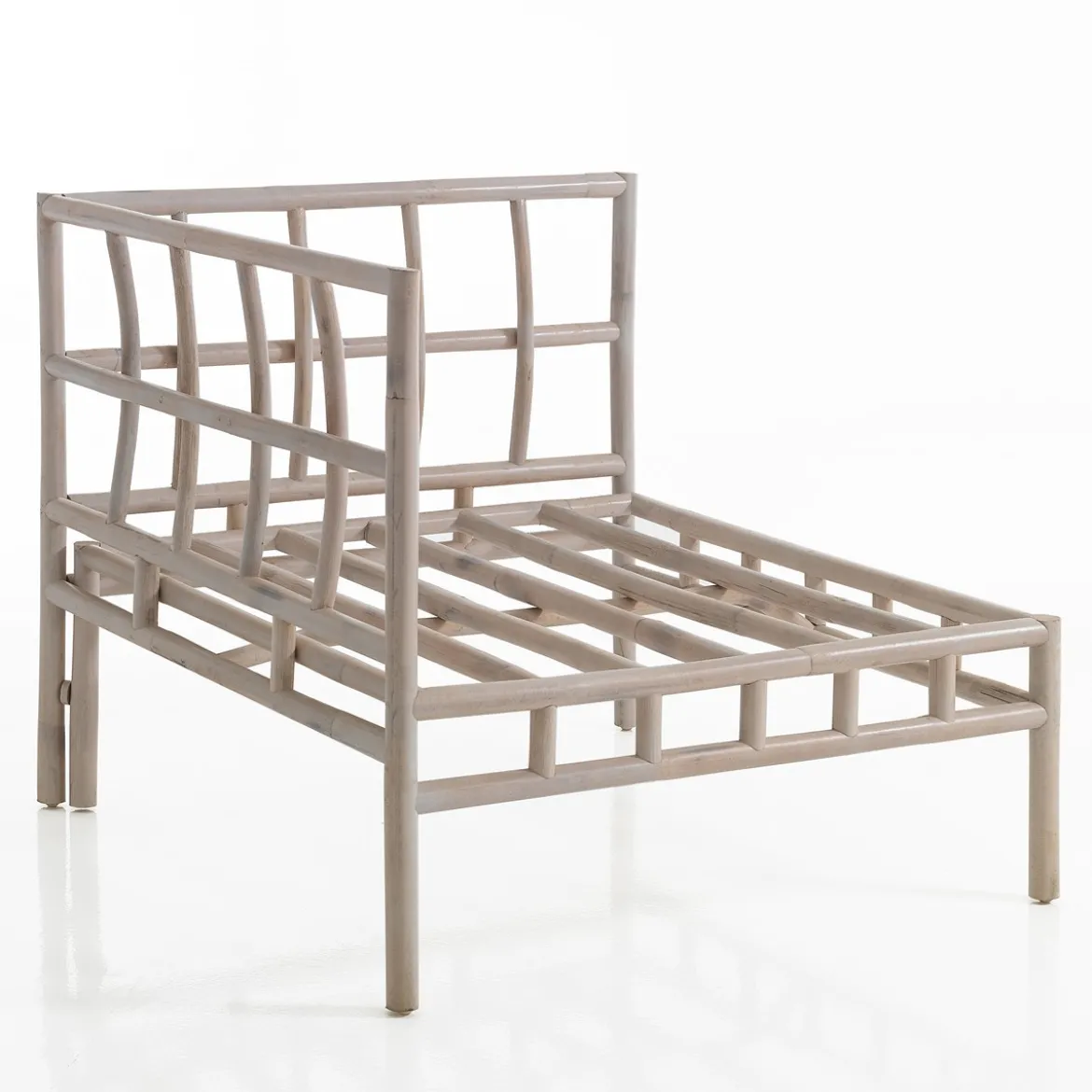 Yanni basamento angolare in rattan sbiancato per 1 elemento kamar 80x80xh70 cm