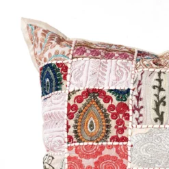Yara blue cuscino 100% cotone decorato patchwork made in india 52x52 cm