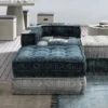 Yara blue elemento angolare rivestimento cotone 100% blu e bianco 80x80xh40 cm