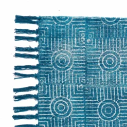 Yara blue tappeto blue programma cotone 100% blu con nappe 195x115 cm