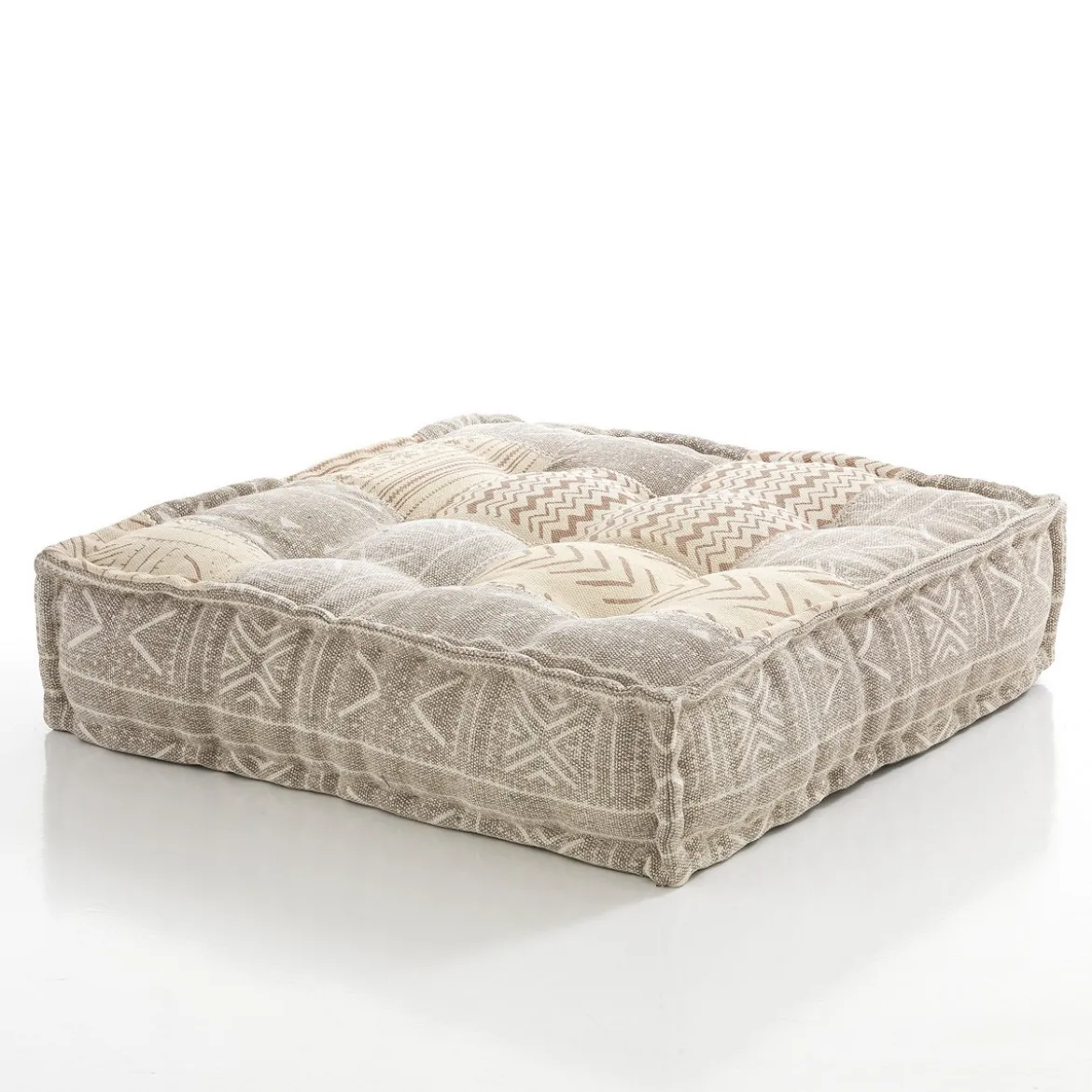 Yara brown /beige pouf quadrato in cotone marrone/beige con imbottitura tessile 80x80x20 cm