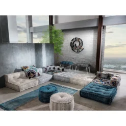 Yara brown pouf quadrato in cotone marrone con imbottitura tessile 80x80x20 cm