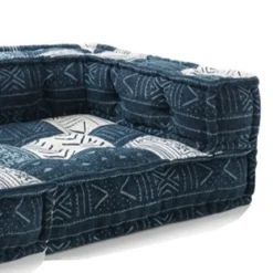 Yara divano 2 posti composizione 05 rivestimento cotone 100% blu e bianco 160x80xh40 cm
