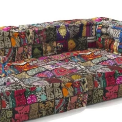 Yara divano 2 posti composizione 15 rivestimento cotone 100% patchwork multicolore 160x80xh40 cm