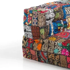 Yara divano 2 posti composizione 15 rivestimento cotone 100% patchwork multicolore 160x80xh40 cm