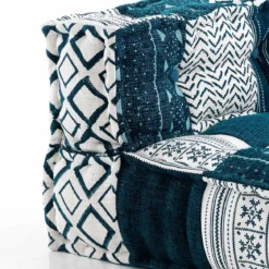 Yara divano 2 posti composizione 20 rivestimento cotone 100% patchwork blu 160x80xh40 cm