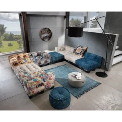 Yara elemento angolare in cotone brown e beige con imbottitura tessile 80x80x40 cm