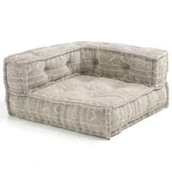 Yara elemento angolare in cotone brown e beige con imbottitura tessile 80x80x40 cm
