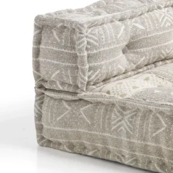 Yara elemento angolare in cotone marrone/beige rivestito con imbottitura 80x80x40 cm