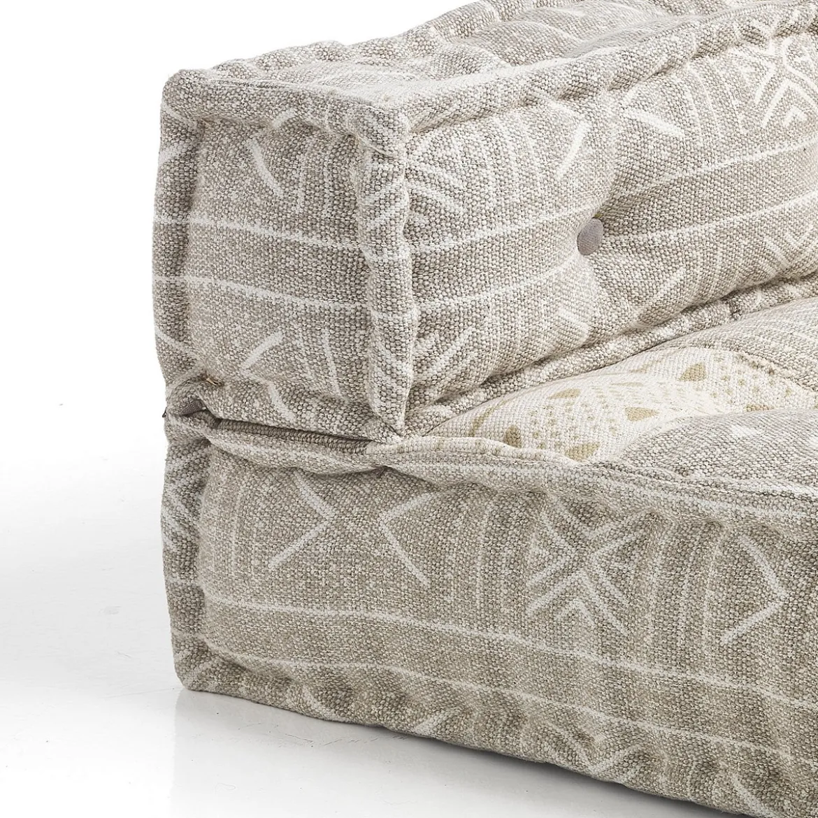 Yara elemento angolare in cotone marrone/beige rivestito con imbottitura 80x80x40 cm