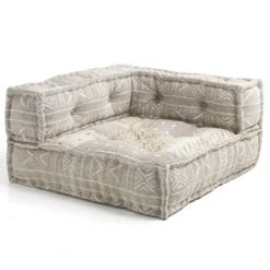 Yara elemento angolare in cotone marrone/beige rivestito con imbottitura 80x80x40 cm