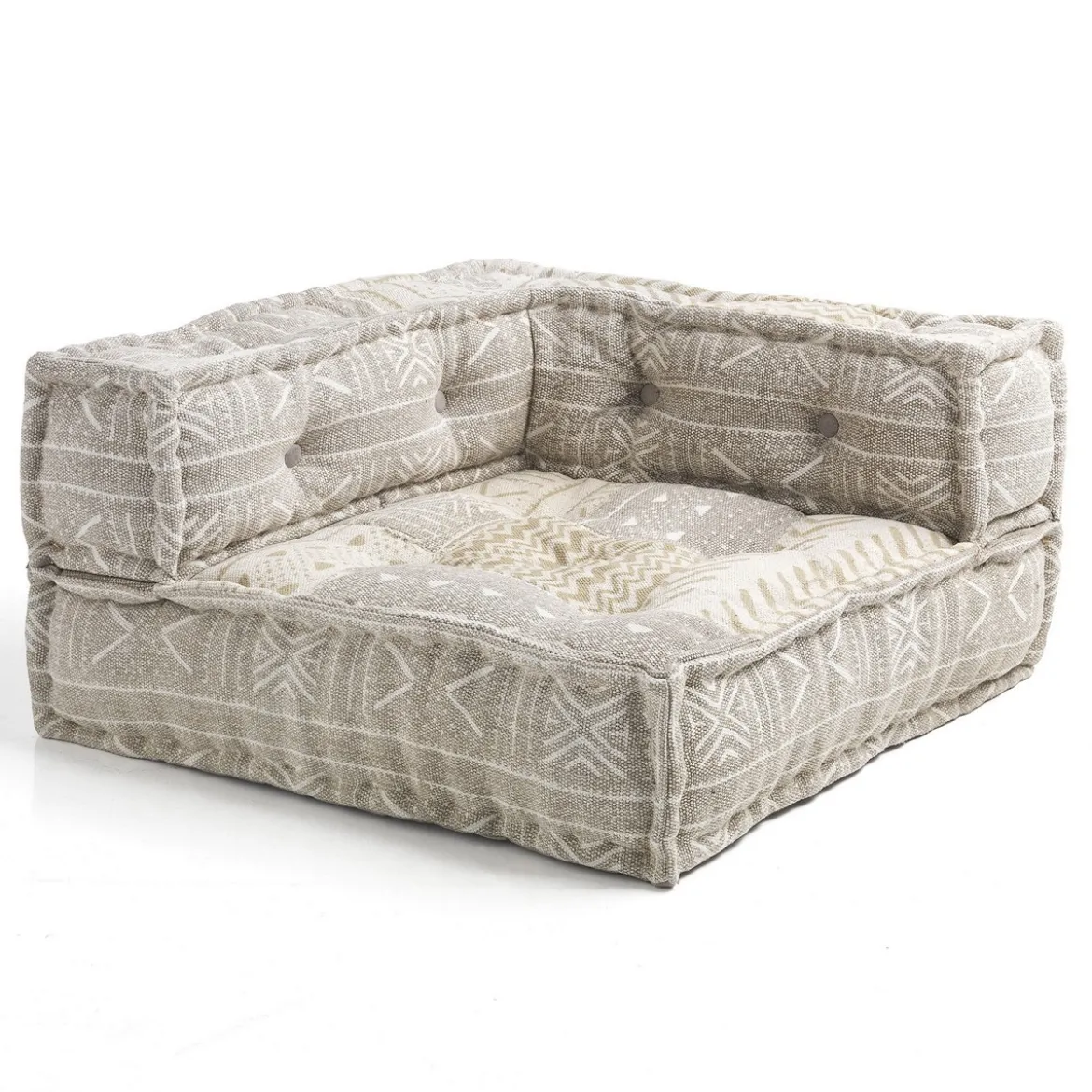 Yara elemento angolare in cotone marrone/beige rivestito con imbottitura 80x80x40 cm