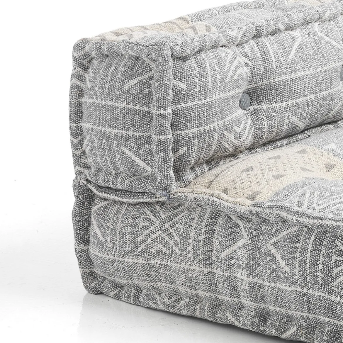Yara elemento angolare in cotone grigio e beige con imbottitura interna 80x80x40 cm