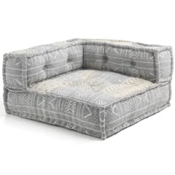 Yara elemento angolare in cotone grigio e beige con imbottitura interna 80x80x40 cm