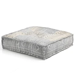 Yara grey/beige pouf quadrato in cotone grigio/beige con imbottitura tessile interna 80x80x20 cm