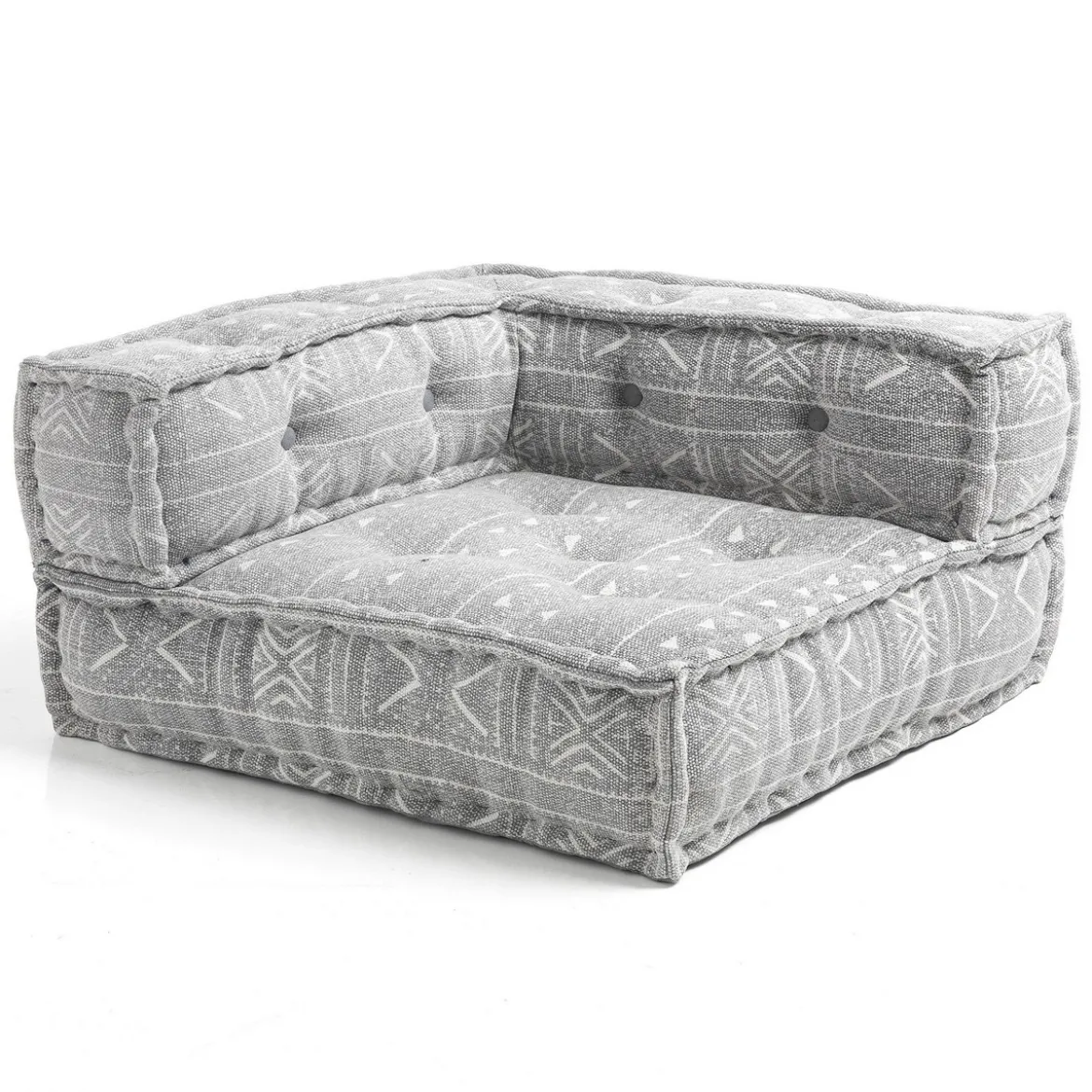 Yara grey elemento angolare in cotone grigio tinta unita con imbottitura tessile 80x80x40 cm