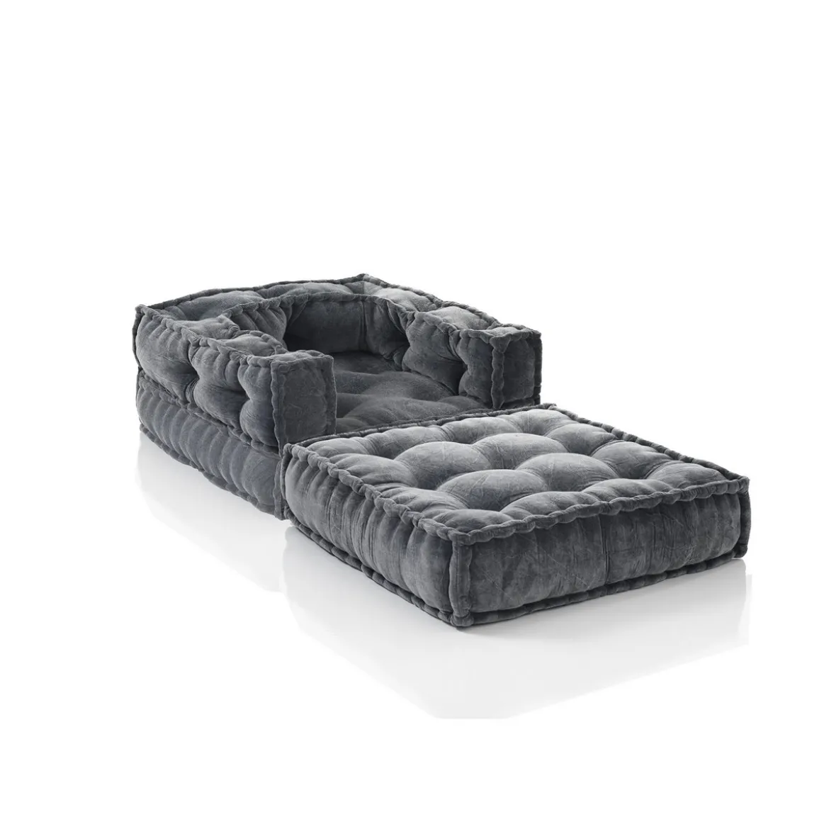 Yara grey poltrona chaise longue rivestimento velluto cotone grigio dimensioni l80 p80 h60 cm