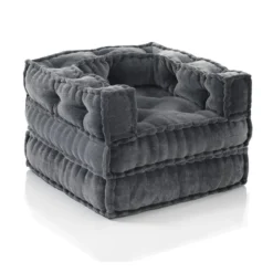 Yara grey poltrona chaise longue rivestimento velluto cotone grigio dimensioni l80 p80 h60 cm