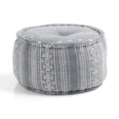 Yara grey pouf rotondo colore grigio cotone 100% d50 h30 cm