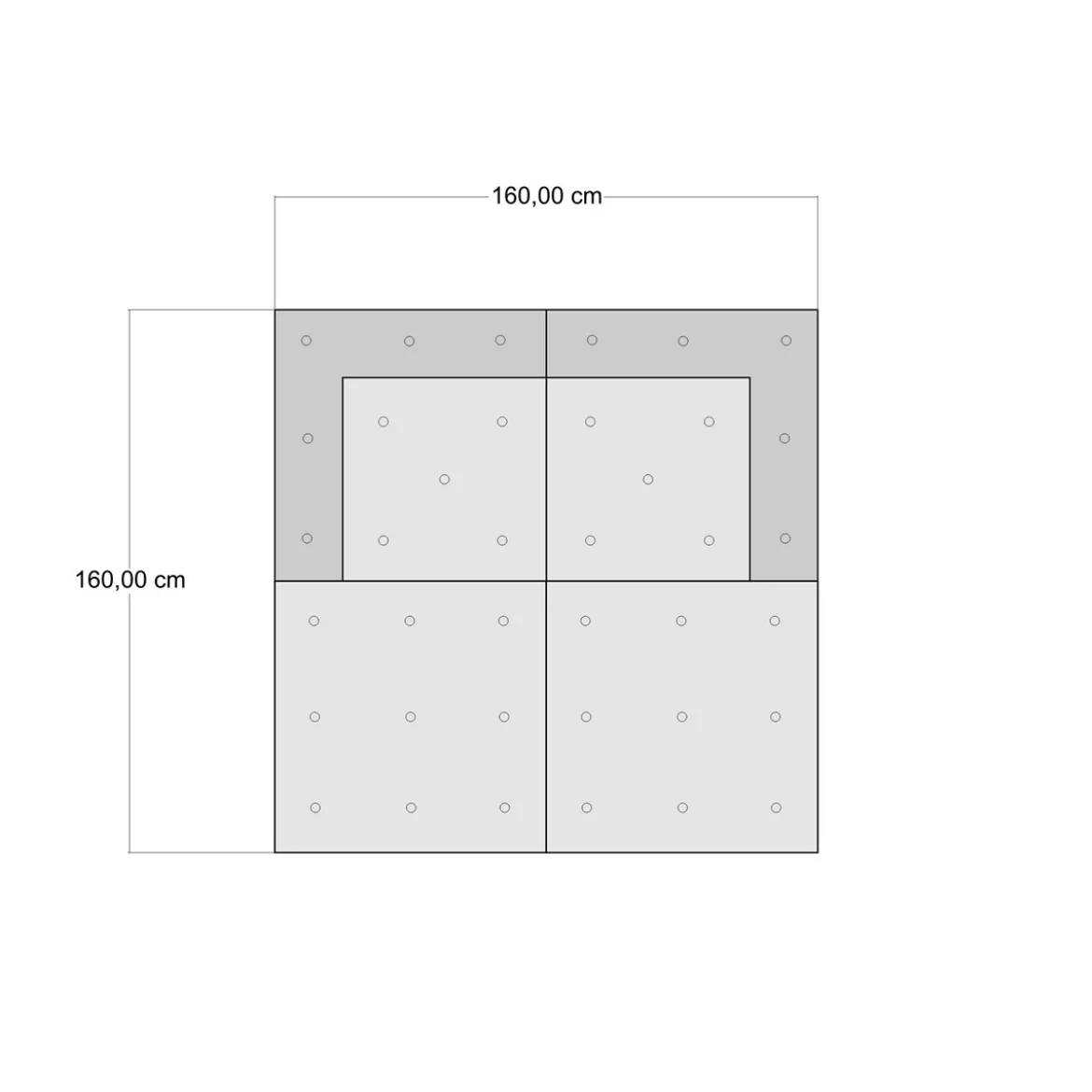 Yara high divano 2 posti composizione 05 rivestimento cotone 100% blu e bianco 160x80xh60 cm