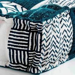Yara high divano 2 posti composizione 10 rivestimento cotone 100% patchwork blu 160x80xh60 cm