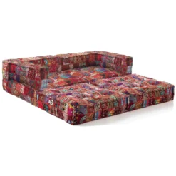 Yara high divano 2 posti composizione 26 rivestimento cotone 100% patchwork multicolore 160x80xh60 cm