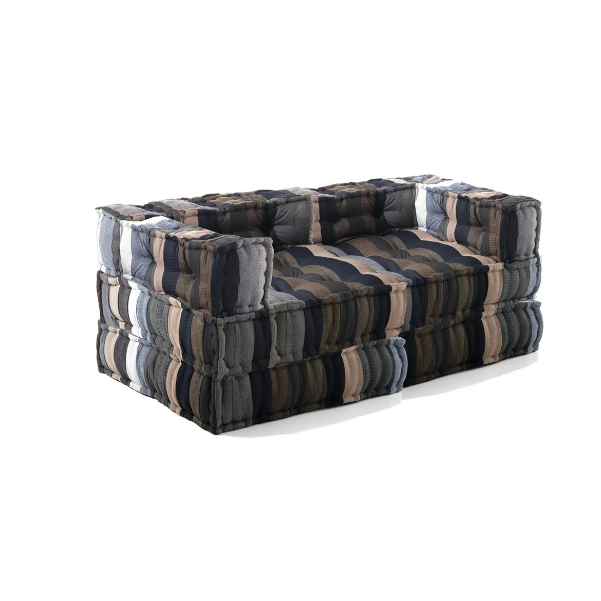 Yara high divano 2 posti tessuto effetto lana alto non sfoderabile interno in fibre cm 160x80x60