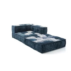 Yara high poltrona / chaise longue composizione 33 rivestimento cotone 100% patchwork blu 80x80xh60 cm