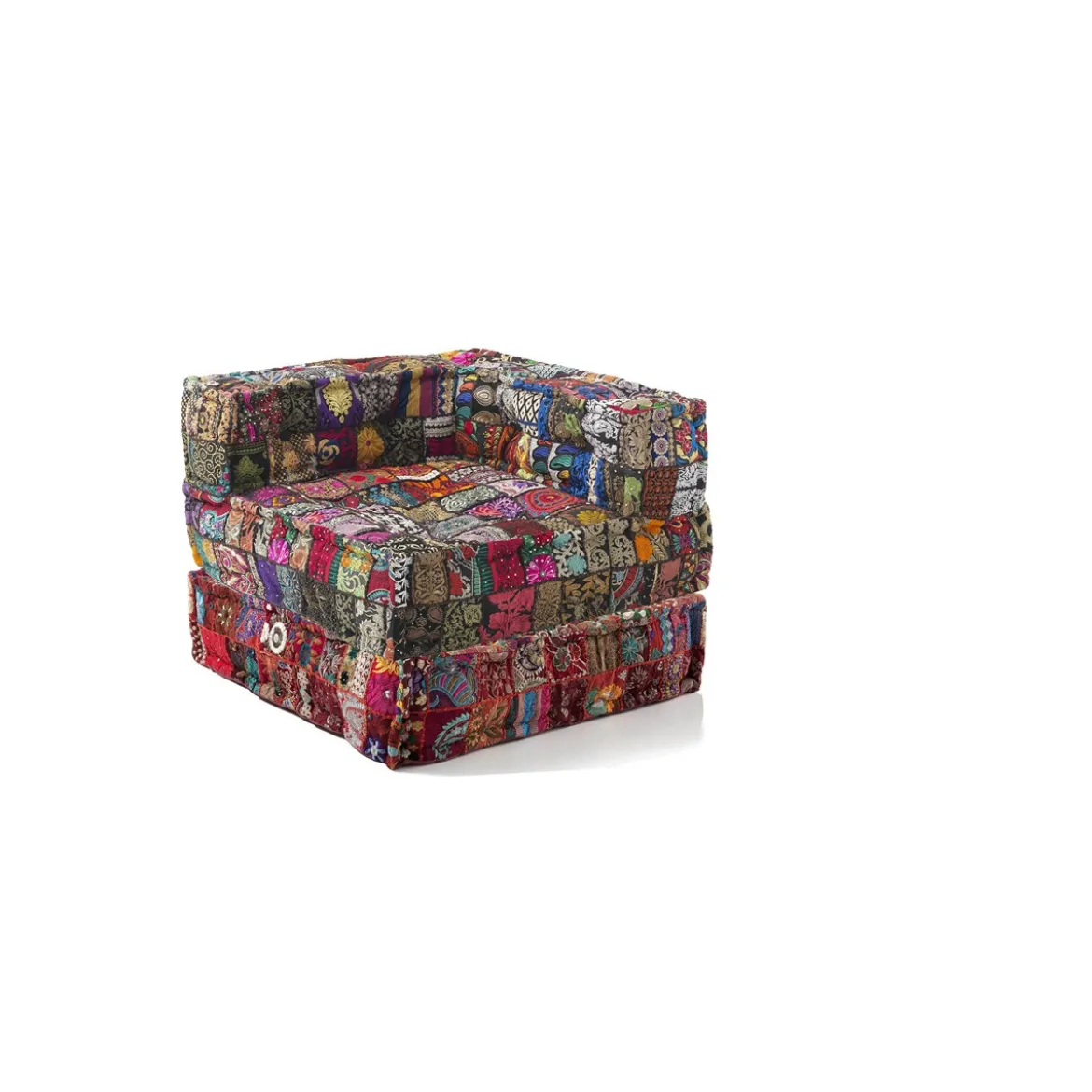 Yara high poltrona / chaise longue composizione 34 rivestimento cotone 100% patchwork multicolore 80x80xh60 cm