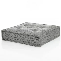 Yara optical pouf quadrato rivestimento cotone bianco dimensioni l80 p80 h20 cm (h35 con bancale)