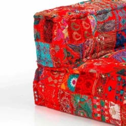 Yara red pach elemento angolare rivestimento cotone 100% patchwork rosso 80x80xh40 cm