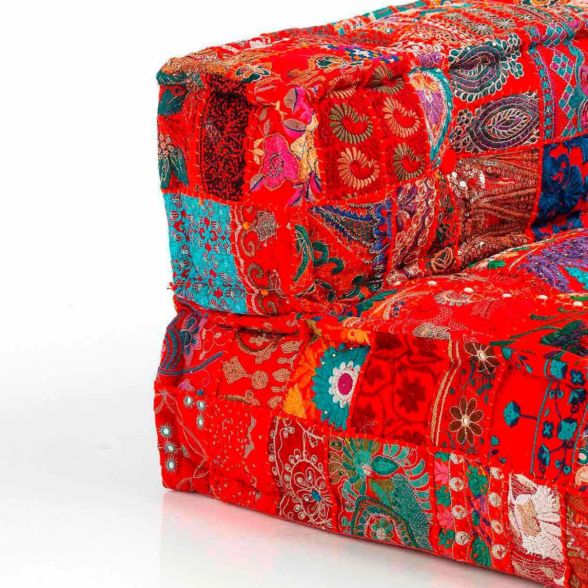 Yara red pach elemento angolare rivestimento cotone 100% patchwork rosso 80x80xh40 cm