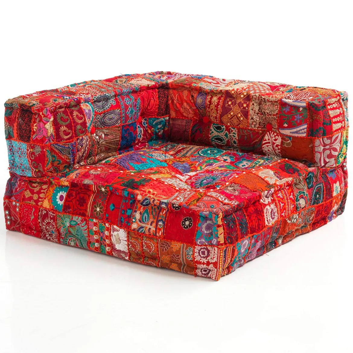Yara red pach elemento angolare rivestimento cotone 100% patchwork rosso 80x80xh40 cm